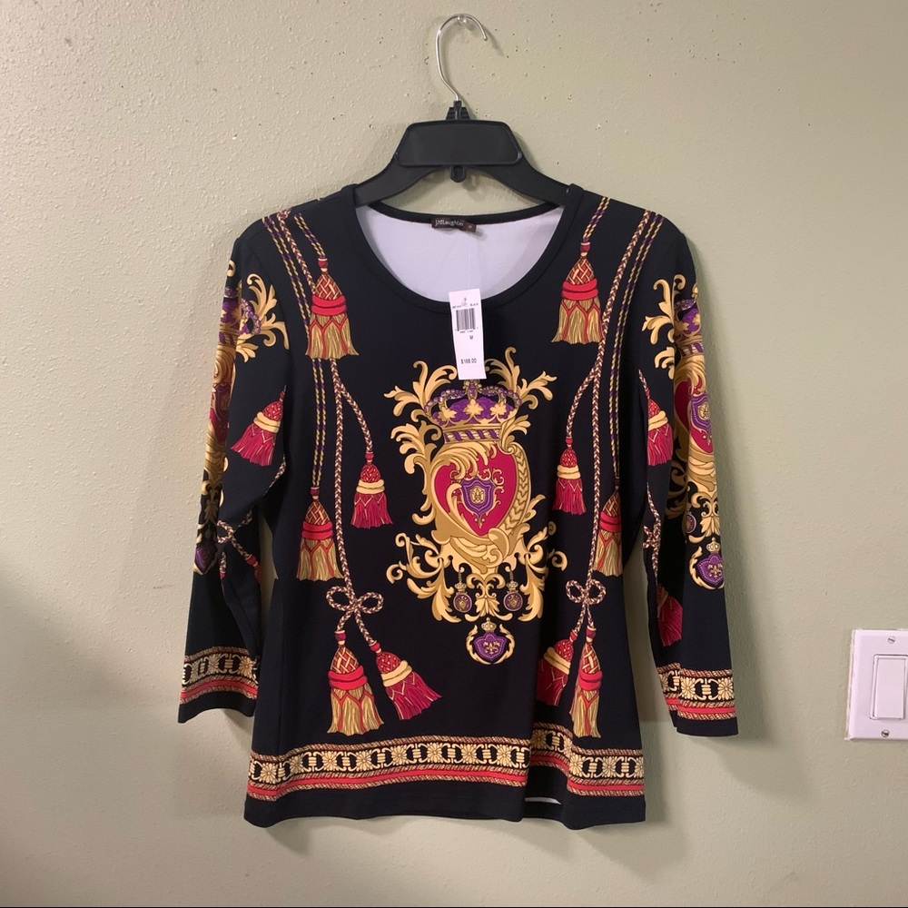 J.Mclaughlin | Black and gold rope nylon top